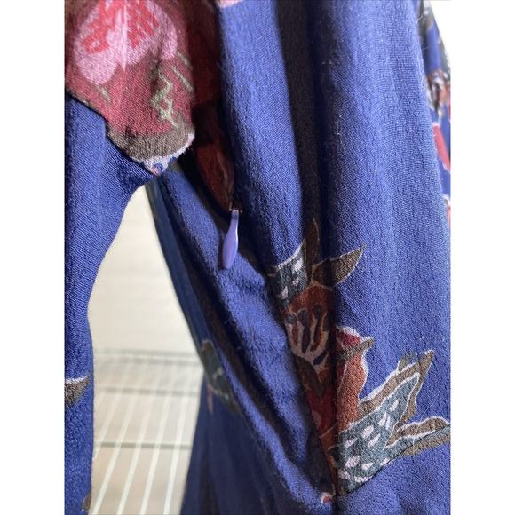 ASTR Women's Blue Floral Print Mini Dress Est. Size S Dark Boho Whimsigoth - Picture 9 of 11